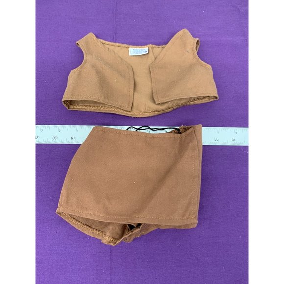 BAB Build-A-Bear Workshop Brown Brownie Outfit Vest Flap Skort Doll Clothes - Picture 1 of 6